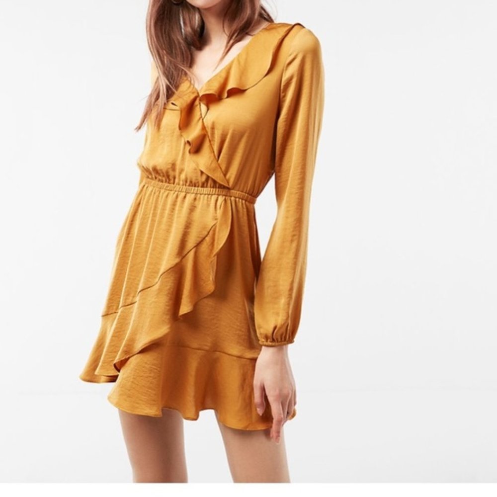 Express Yellow Wrap Dress